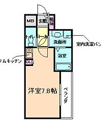 クレハ池田 ワンルームの間取図画像