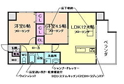 グランデージ池田栄本町 2LDKの間取図画像