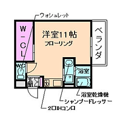 グロワール池田 ワンルームの間取図画像
