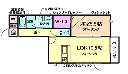 ブランミュール 1LDKの間取図画像