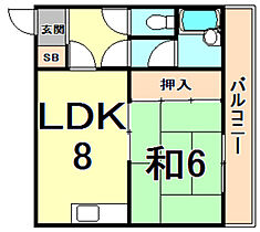 兵庫県尼崎市東難波町５丁目（賃貸マンション1LDK・2階・33.40㎡） その2