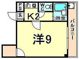 クレールステュディオ 1Kの間取図画像