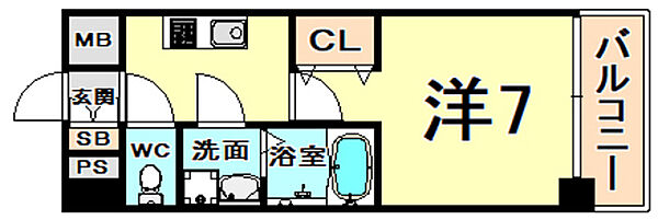 兵庫県尼崎市長洲本通１丁目(賃貸マンション1K・4階・24.04㎡)の写真 その2