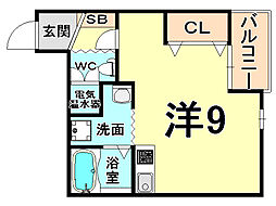 るぽ栗山 ワンルームの間取図画像