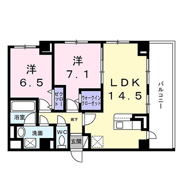 兵庫県尼崎市下坂部２丁目(賃貸マンション2LDK・2階・64.75㎡)の写真 その2