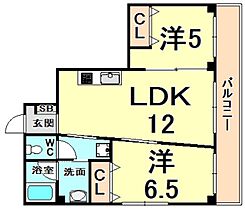 兵庫県尼崎市大物町２丁目（賃貸マンション2LDK・1階・50.20㎡） その2