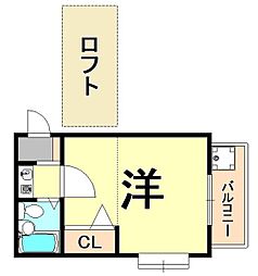 サンパレス21武庫之荘 1Kの間取図画像