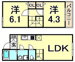 兵庫県伊丹市大野２丁目（賃貸テラスハウス2LDK・1階・47.60㎡） その2