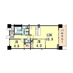 スプランディッド大阪NAMBA LINE 2LDKの間取図画像