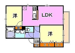 シャーメゾン協和Ｂ 1階2LDKの間取り