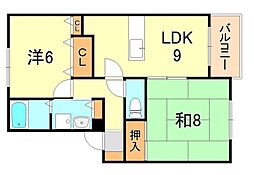 グランディール 2LDKの間取図画像