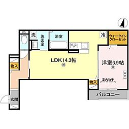 尼崎市南武庫之荘4丁目アパート 1LDKの間取図画像