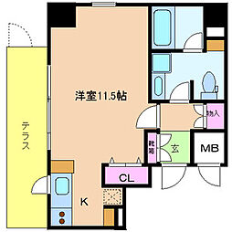 ラフィーネ平松 1階ワンルームの間取り
