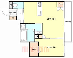 LA VITA摂津本山 1LDKの間取図画像