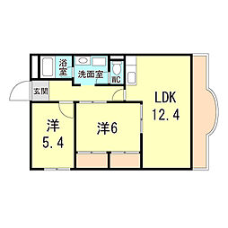 エクセレントヒル 2階2LDKの間取り