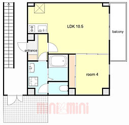 アリビラ六甲 1LDKの間取図画像