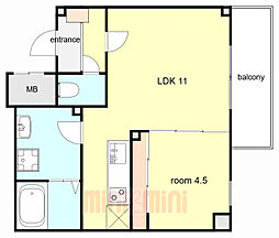 アリビラ六甲 1LDKの間取図画像