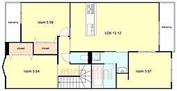 i Maison西昆陽 3LDKの間取図画像
