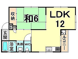 ギャレデ塚口 1LDKの間取図画像