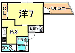 山口ニューハーモニーセンタービル 1Kの間取図画像
