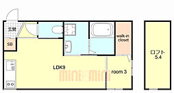 Leggero武庫川 1LDKの間取図画像