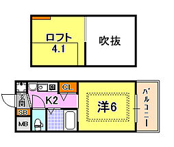 エステムコート三宮駅前ラドゥー 1Kの間取図画像