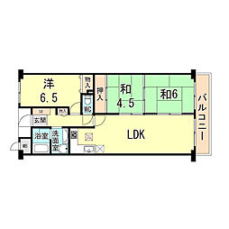カネボウ芦屋アーバンプラザ 3LDKの間取図画像
