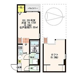 ピースフル姫島 1LDKの間取図画像