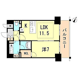 プレサンスTHE神戸 1LDKの間取図画像