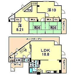 白鷹松下町マンション 4LDKの間取図画像