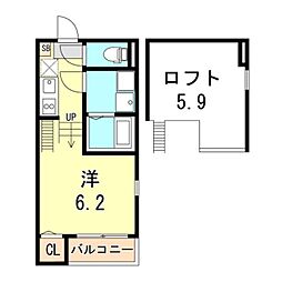 ハーモニーテラス矢部町 ワンルームの間取図画像