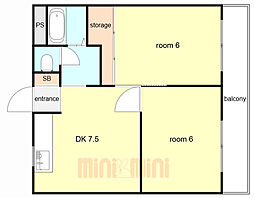 ダイリンハイツ 2DKの間取図画像