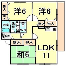 ハウゼ春日丘 3LDKの間取図画像