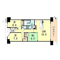 ワコーレシティ神戸三宮 3LDKの間取図画像