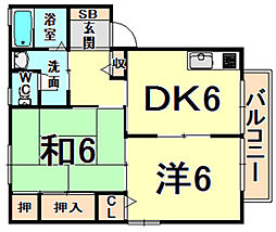 アビタシオン池尻 2DKの間取図画像