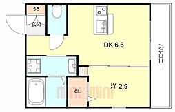 GAZELLE NOAH尼崎尾浜II 1DKの間取図画像