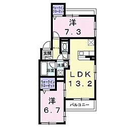 西宮市松原町アパート 2LDKの間取図画像