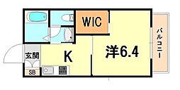 サーフサイドレジデンス須磨 1Kの間取図画像