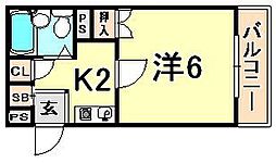 シビック尼崎 1Kの間取図画像
