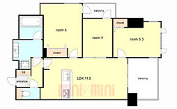 アプリーレ神戸元町 3LDKの間取図画像