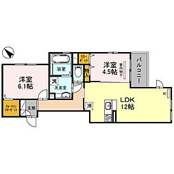 エルビエントドス 2LDKの間取図画像