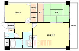 ロイヤルコート歌島 2LDKの間取図画像
