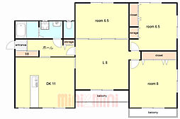 親王塚一番館 3LDKの間取図画像