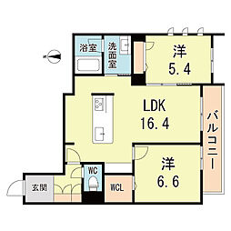レジデンス大庄 2LDKの間取図画像
