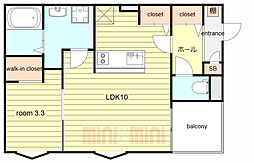 尼崎市西本町3丁目アパート 1LDKの間取図画像