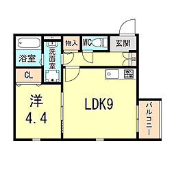 アオ開明 1LDKの間取図画像