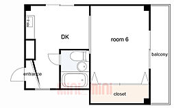 コスモ武庫川 1DKの間取図画像