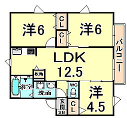 楢の木武庫之荘 3LDKの間取図画像