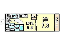 エスポアール 1DKの間取図画像