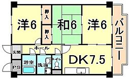 メゾンデール富松 3DKの間取図画像